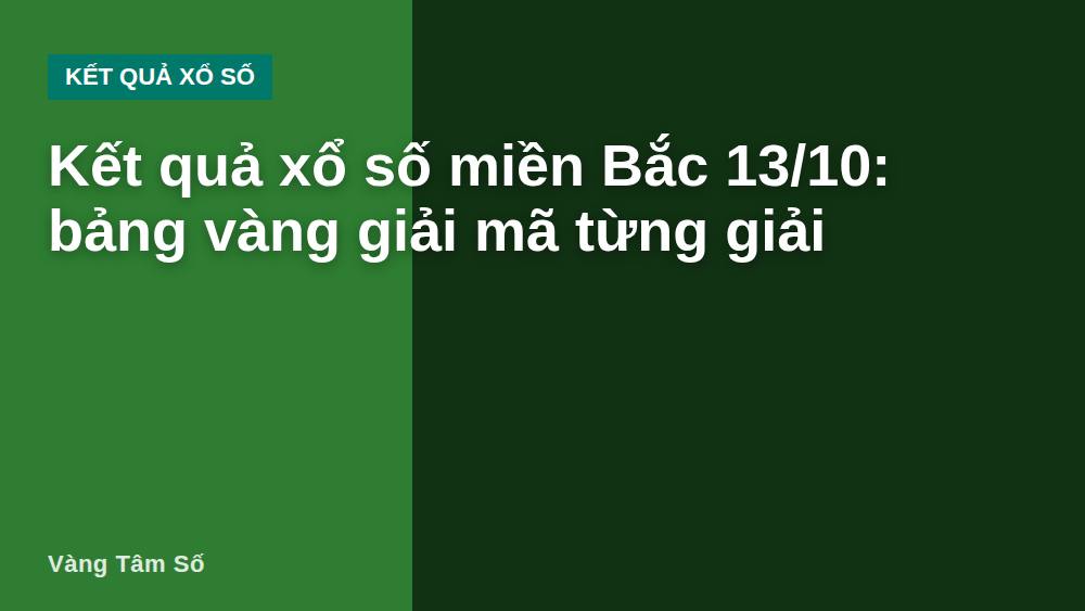 Kết quả xổ số miền Bắc 13/10: bảng vàng giải mã từng giải
