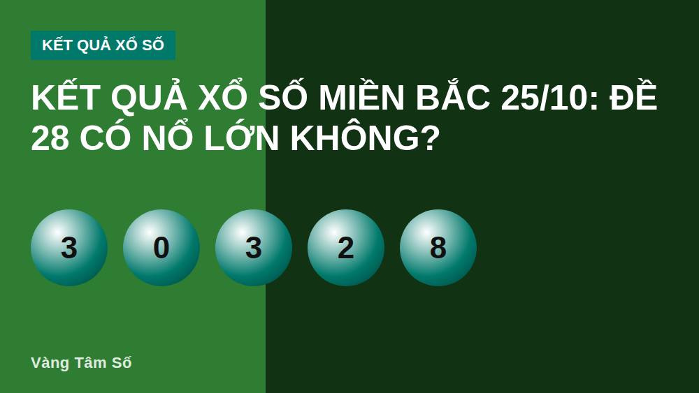 Kết quả xổ số miền Bắc 25/10: Đề 28 có nổ lớn không?